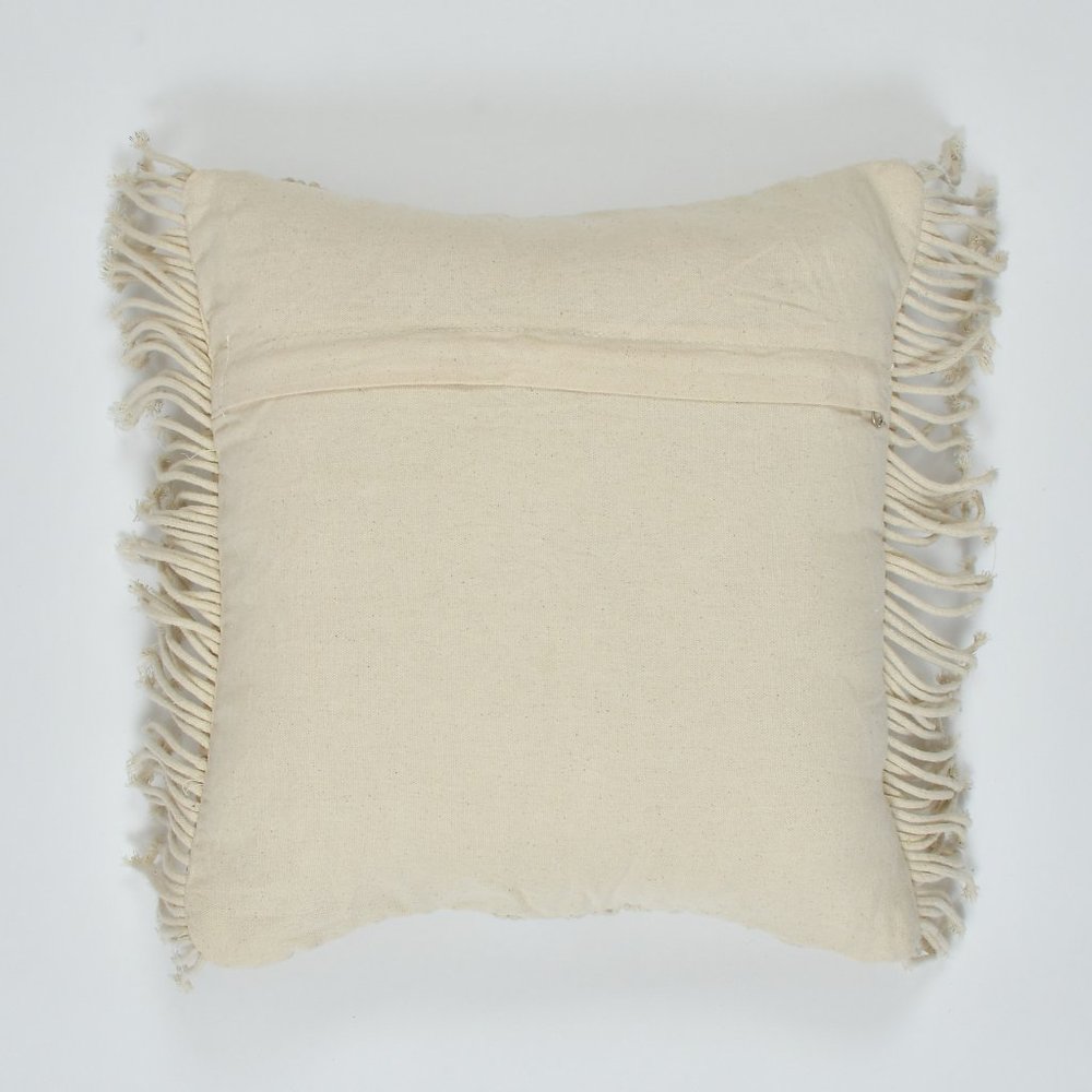 Macrame Cushion Cover, diamonds, 3 sections, fringes, 16x16 inches - Picture 5 of 5
